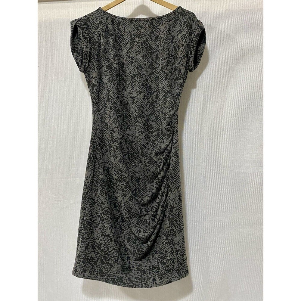 ANN TAYLOR CHEETAH PRINT STRETH RUCHED KNIT SHORT SLEEVE DRESS SIZE 8